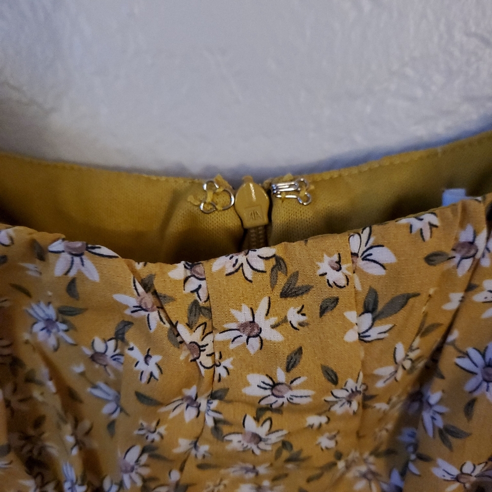 BETTER BE YELLOW WHITE Daisy FLOWER BABYDOLL MINI Fall Cottage Core DRESS LARGE - Picture 6 of 9